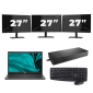 Dell Latitude 3420 - Intel Core i3 11. Generation - 14 Zoll - 16GB RAM - 256GB SSD - Windows 11 Home + 3x 27 Zoll Monitor