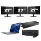 Dell Latitude 5420 - Intel Core i7 11. Generation - 14 Zoll - 16GB RAM - 256GB SSD - Windows 11 Home + 3x 27 Zoll Monitor