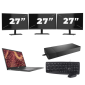 Dell Latitude 7430 - Intel Core i5 12. Generation - 14 Zoll - 16GB RAM - 256GB SSD - Windows 11 Home + 3x 27 Zoll Monitor