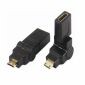 Mini-HDMI-Stecker auf HDMI-Buchse, 360-Grad-90-Winkel-Schwenkadapter, vergoldet