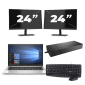 HP EliteBook 830 G7 - Intel Core i7-10. Generation - 13 Zoll - 8GB RAM - 256GB SSD - Windows 11 + 2x 24 Zoll Monitor