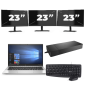 HP EliteBook 830 G7 - Intel Core i7-10. Generation - 13 Zoll - 8GB RAM - 256GB SSD - Windows 11 + 3x 23 Zoll Monitor