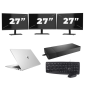HP EliteBook 830 G7 - Intel Core i7 10. Generation - 13 Zoll - 16GB RAM - 256GB SSD - Windows 11 Home + 3x 27 Zoll Monitor
