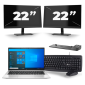 HP EliteBook 830 G8 - Intel Core i5 11. Generation - 13 Zoll - 16GB RAM - 256GB SSD - Windows 11 + 2x 22 Zoll Monitor