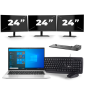 HP EliteBook 830 G8 - Intel Core i5 11. Generation - 13 Zoll - 16GB RAM - 256GB SSD - Windows 11 + 3x 24 Zoll Monitor