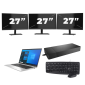HP EliteBook 830 G8 - Intel Core i5 11. Generation - 13 Zoll - 16GB RAM - 256GB SSD - Windows 11 Home + 3x 27 Zoll Monitor