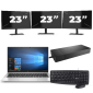 HP EliteBook 835 G7 - AMD Ryzen 3 Pro 4450U - 13 Zoll - 8GB RAM - 256GB SSD - Windows 10 Home + 3x 23 Zoll Monitor