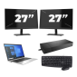 HP EliteBook 840 G8 - Intel Core i7 11. Generation - 14 Zoll - 16GB RAM - 256GB SSD - Windows 11 Home + 2x 27 Zoll Monitor