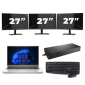 HP ProBook 440 G9 - Intel Core i3 12. Generation - 14 Zoll - 16GB RAM - 256GB SSD - Windows 11 Home + 3x 27 Zoll Monitor