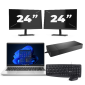 HP ProBook 445 G8 - AMD Ryzen 3 5400U - 14 Zoll - 16GB RAM - 256GB SSD - Windows 11 + 2x 24 Zoll Monitor