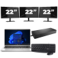 HP ProBook 445 G8 - AMD Ryzen 3 5400U - 14 Zoll - 16GB RAM - 256GB SSD - Windows 11 + 3x 22 Zoll Monitor