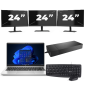 HP ProBook 445 G8 - AMD Ryzen 3 5400U - 14 Zoll - 16GB RAM - 256GB SSD - Windows 11 + 3x 24 Zoll Monitor