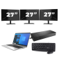 HP ProBook 640 G8 - Intel Core i5 11. Generation - 14 Zoll - 16GB RAM - 256GB SSD - Windows 11 Home + 3x 27 Zoll Monitor