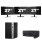 HP Prodesk 600 G5 Micro Tower – Intel Core i3 (8. Generation) – 8 GB RAM – 256 GB SSD – Windows 11 + 3 x 27-Zoll-Monitor