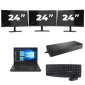 Lenovo ThinkPad A485 - AMD Ryzen 5 2500U - 14 Zoll - 8GB RAM - 256GB SSD - Windows 11 Home + 3x 24 Zoll Monitor