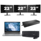 Lenovo ThinkPad T14 Gen 1 – AMD Ryzen 5 PRO 4650U – 14 Zoll – 8 GB RAM – 256 GB SSD – Windows 11 Home + 3 x 22-Zoll-Monitor