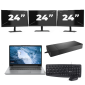 Lenovo ThinkPad T14 Gen 1 – AMD Ryzen 5 PRO 4650U – 14 Zoll – 8 GB RAM – 256 GB SSD – Windows 11 Home + 3 x 24-Zoll-Monitor