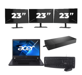 Acer TravelMate P214-53 - Intel Core i3 11. Generation - 14 Zoll - 16GB RAM - 256GB SSD - Windows 11 Home + 3x 23 Zoll Monitor