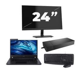 Acer TravelMate P214-54 - Intel Core i3-12e Generatie - 14 inch - 16GB RAM - 256GB SSD - Windows 11 Home + 1x 24 inch Monitor