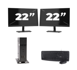 Atrust t176L USFF - Intel Atom x5-E8000 - 8GB RAM - 256GB SSD - Windows 11 + 2x 22 Zoll Monitor