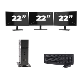 Atrust t176L USFF - Intel Atom x5-E8000 - 8GB RAM - 256GB SSD - Windows 11 + 3x 22 Zoll Monitor