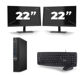 Dell OptiPlex 3070 Micro USFF - Intel Core i3-9. Generation - 8GB RAM - 256GB SSD - Windows 11 + 2x 22 inch Monitor