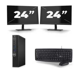 Dell Optiplex 3070 Micro USFF - Intel Core i5-9e Generatie - 8GB RAM - 256GB SSD - Windows 11 + 2x 24 inch Monitor