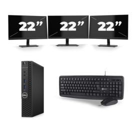 Dell OptiPlex 3070 Micro USFF - Intel Core i3-9. Generation - 8GB RAM - 256GB SSD - Windows 11 + 3x 22 inch Monitor
