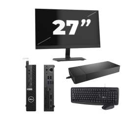 Dell OptiPlex 5080 USFF – Intel Core i3 (10. Generation) – 8 GB RAM – 256 GB SSD – Windows 11 + 1 x 27-Zoll-Monitor