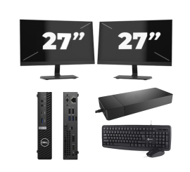 Dell OptiPlex 5080 USFF – Intel Core i3 (10. Generation) – 8 GB RAM – 256 GB SSD – Windows 11 + 2 x 27-Zoll-Monitor