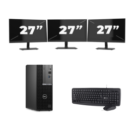 Dell OptiPlex 7000 USFF - Intel Core i7 12. Generation - 16GB RAM - 256GB SSD - Windows 11 + 3x 27 Zoll Monitor
