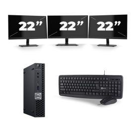 Dell OptiPlex 7070 Micro USFF - Intel Core i3-9. Generation - 8GB RAM - 256GB SSD - Windows 11 + 3x 22 inch Monitor
