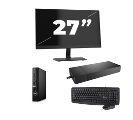 Dell OptiPlex 7080 USFF – Intel Core i3 (10. Generation) – 8 GB RAM – 256 GB SSD – Windows 11 + 1 x 27-Zoll-Monitor