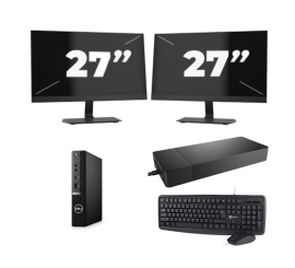 Dell OptiPlex 7080 USFF – Intel Core i3 (10. Generation) – 8 GB RAM – 256 GB SSD – Windows 11 + 2 x 27-Zoll-Monitor