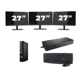 Dell OptiPlex 7080 USFF – Intel Core i3 (10. Generation) – 8 GB RAM – 256 GB SSD – Windows 11 + 3 x 27-Zoll-Monitor