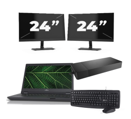 Fujitsu LIFEBOOK E5411 - Intel Core i5 11. Generation - 14 Zoll - 16GB RAM - 256GB SSD - Windows 11 Home + 2x 24 Zoll Monitor