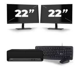 HP EliteDesk 800 G6 USFF - Intel Core i5-10. Generation - 8GB RAM - 256GB SSD - Windows 11 + 2x 22 Zoll Monitor