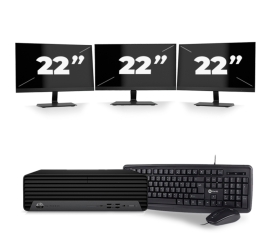 HP EliteDesk 800 G6 USFF - Intel Core i3-10. Generation - 8GB RAM - 256GB SSD - Windows 11 + 3x 22 Zoll Monitor