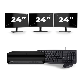 HP EliteDesk 800 G6 USFF - Intel Core i3-10. Generation - 8GB RAM - 256GB SSD - Windows 11 + 3x 24 Zoll Monitor