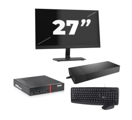 Lenovo ThinkCentre M700 USFF – Intel Core i5 (6. Generation) – 8 GB RAM – 256 GB SSD – Windows 11 + 1 x 27-Zoll-Monitor