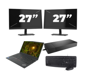 Lenovo ThinkPad E14 Gen 2 - Intel Core i3 11. Generation - 14 Zoll - 8GB RAM - 256GB SSD - Windows 11 Home + 2x 27 Zoll Monitor